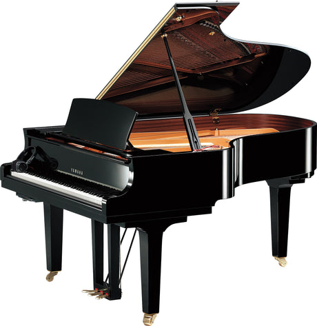 Yamaha C5X SH3 grand piano in polished ebony with open lid and Silent control unit