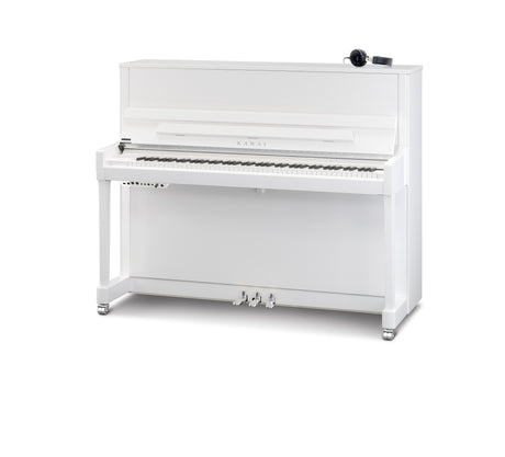 Kawai K-300 ATX4 Klavier in Weiß poliert mit Chrombeschlägen und ATX4-Bedieneinheit
