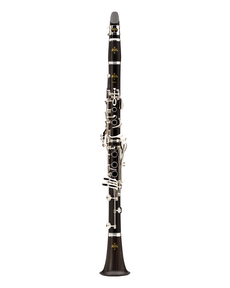 Buffet Crampon E12F, Grenadillholz, versilberte Klappen – Gerade Gesamtansicht von vorn.