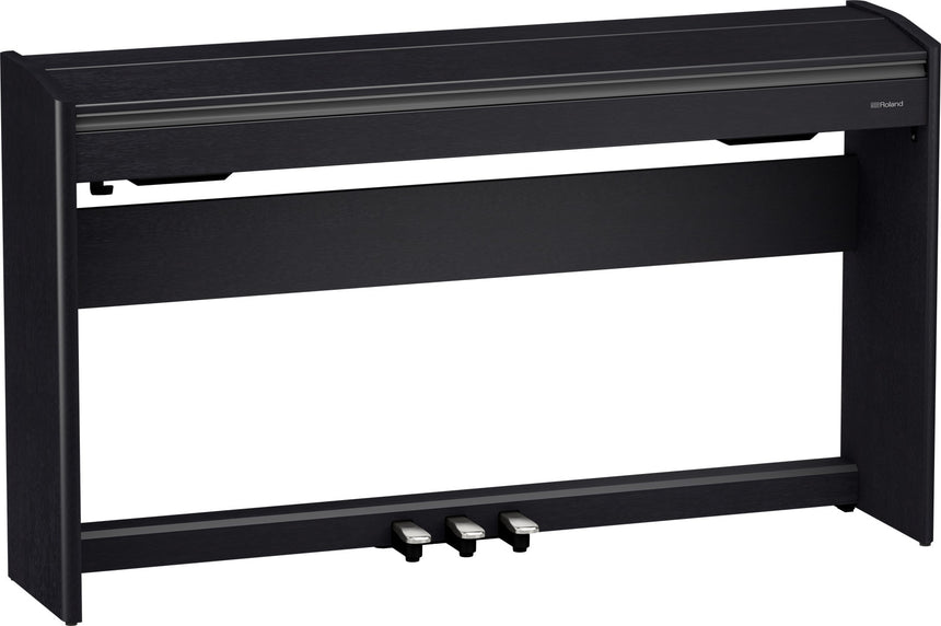 Roland F-701 Digitalpiano in Schwarz matt – Schrägansicht mit geschlossenem Tastendeckel