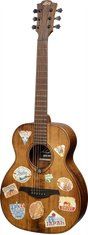 Lâg ESCAPADE-GTE Reisegitarre mit Globe-Trotter-Motiv – Vorderansicht