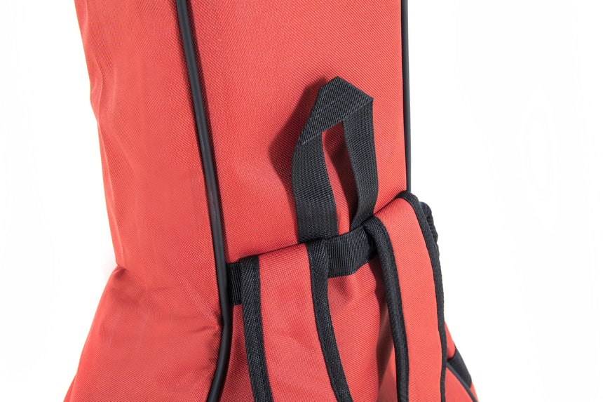 GEWA Premium 20 red acoustic guitar gig bag – side carrying handle detail