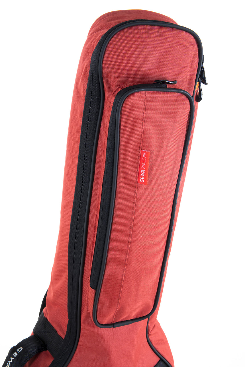 GEWA Premium 20 red acoustic guitar gig bag – upper front pocket detail