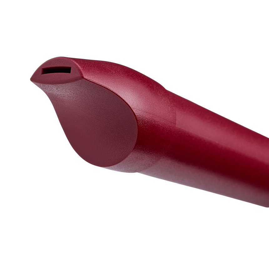 Moeck Flauto 1 Plus 1020 Sopranblockflöte, rot, deutsche Griffweise – Detail des roten Kopfstücks und der Mundöffnung