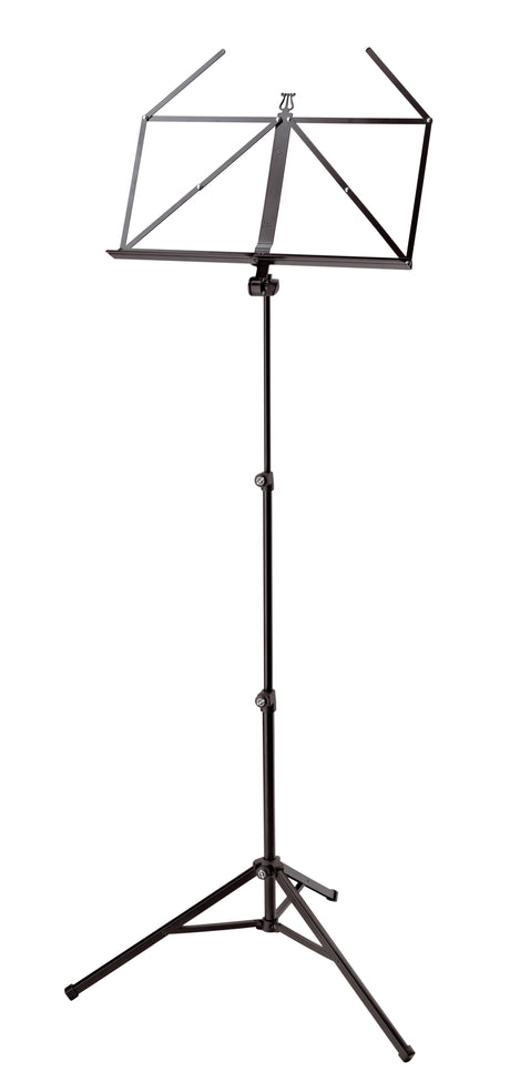 Black König & Meyer 10065 music stand – angled full view, unfolded