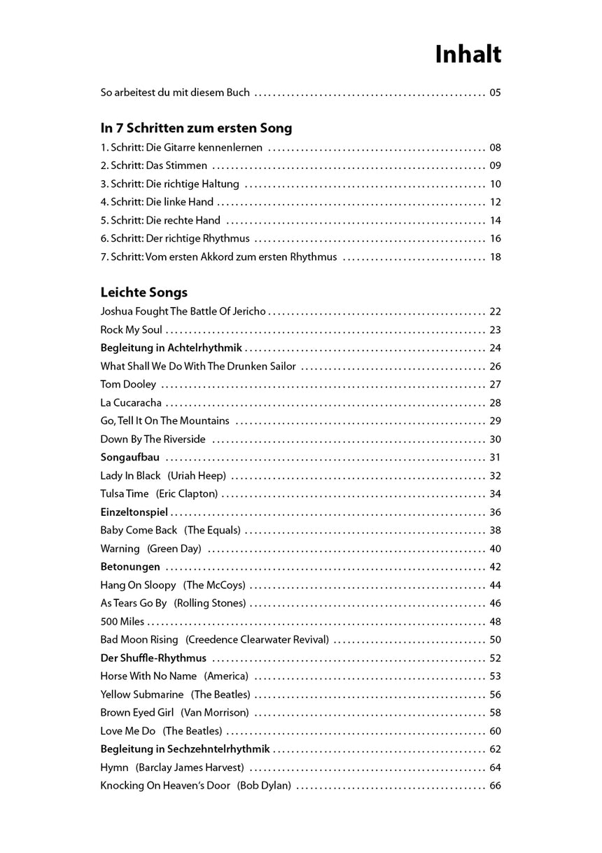 Let's Play Guitar Band 1 – Table of contents, page 1