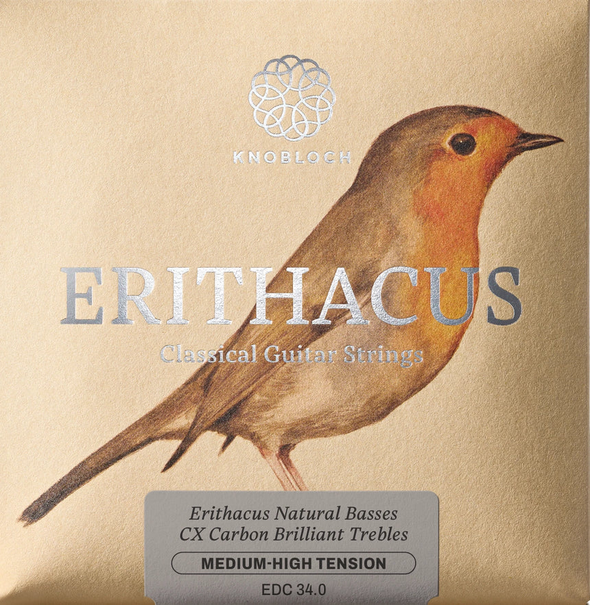 Knobloch Erithacus EDC34.0 guitar string set, medium-high tension – front of packaging