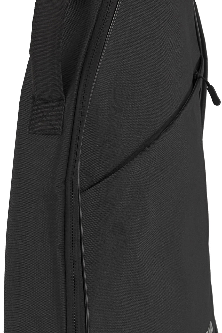 Housse GEWA Basic 5 pour guitare classique 4/4, noire – détail de la poche extérieure et de la couture latérale