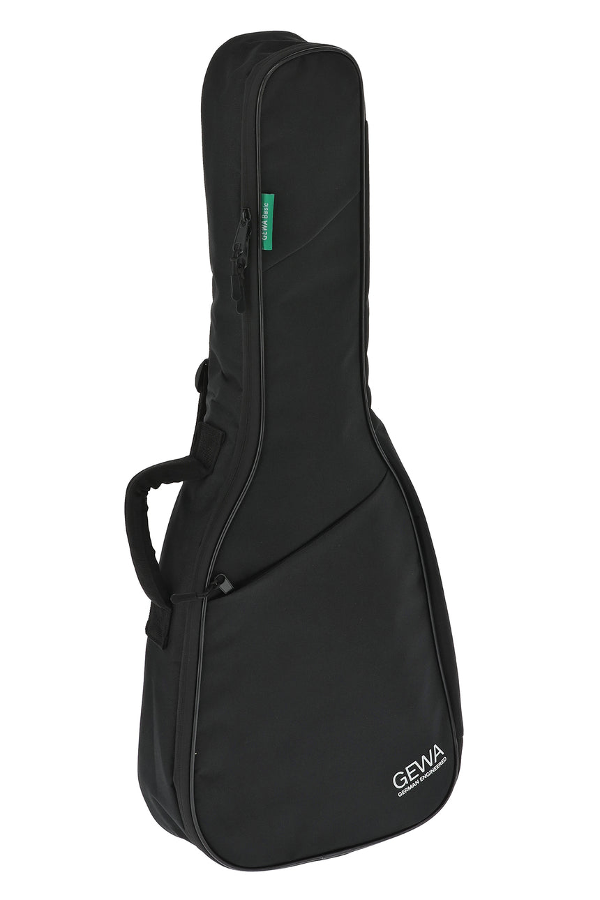 Housse GEWA Basic 5 noire pour guitare classique 1/4–1/8 – vue avant de trois-quarts, côté droit.