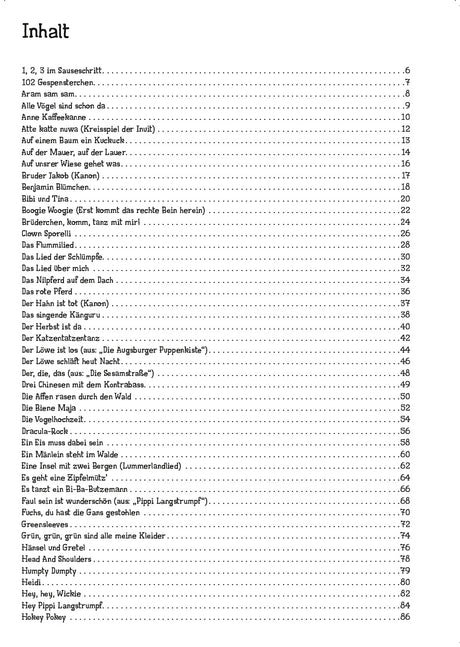 Contents page for the ukulele songbook, listing songs 1–50 and page numbers.
