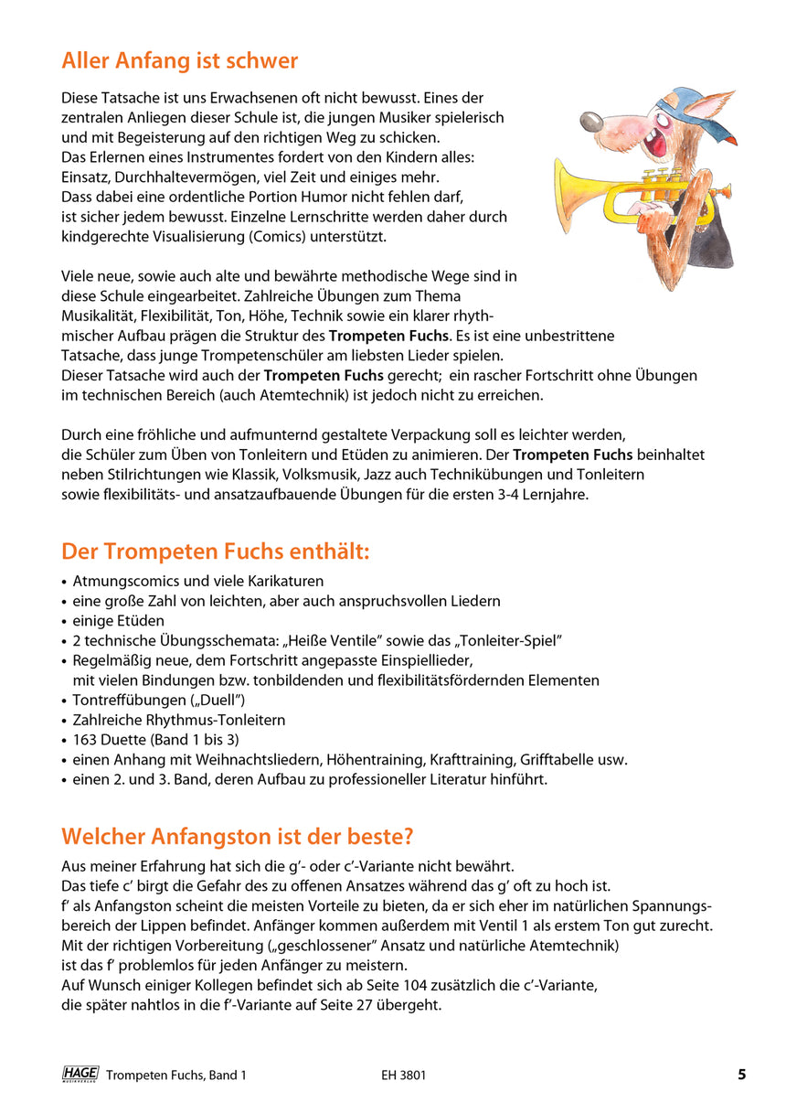 Trompeten-Fuchs Band 1 EH3801 avec codes QR, introduction et conseils pédagogiques