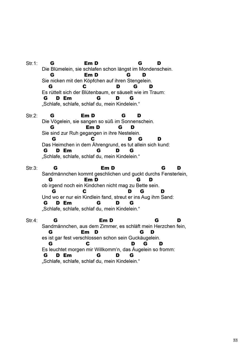 100 children's songs for ukulele, volume 2 BOE7964 – Die Blümelein, sie schlafen sample page