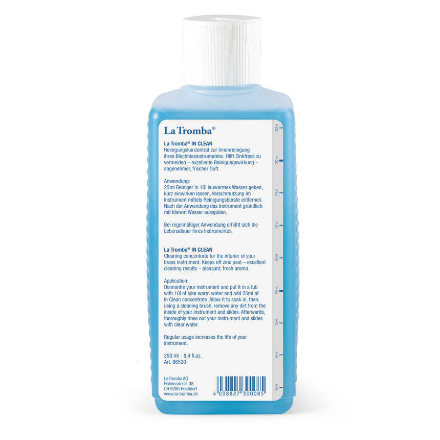 La Tromba IN CLEAN 86530, 250 ml, dos du flacon avec les instructions et le code-barres