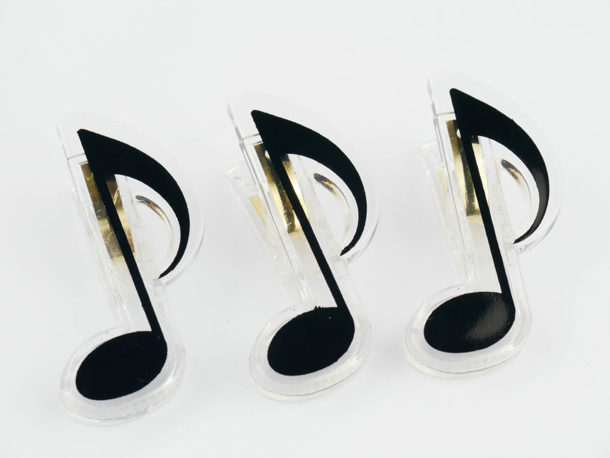 Agifty C 1070 black quaver-note clip: front view of several examples