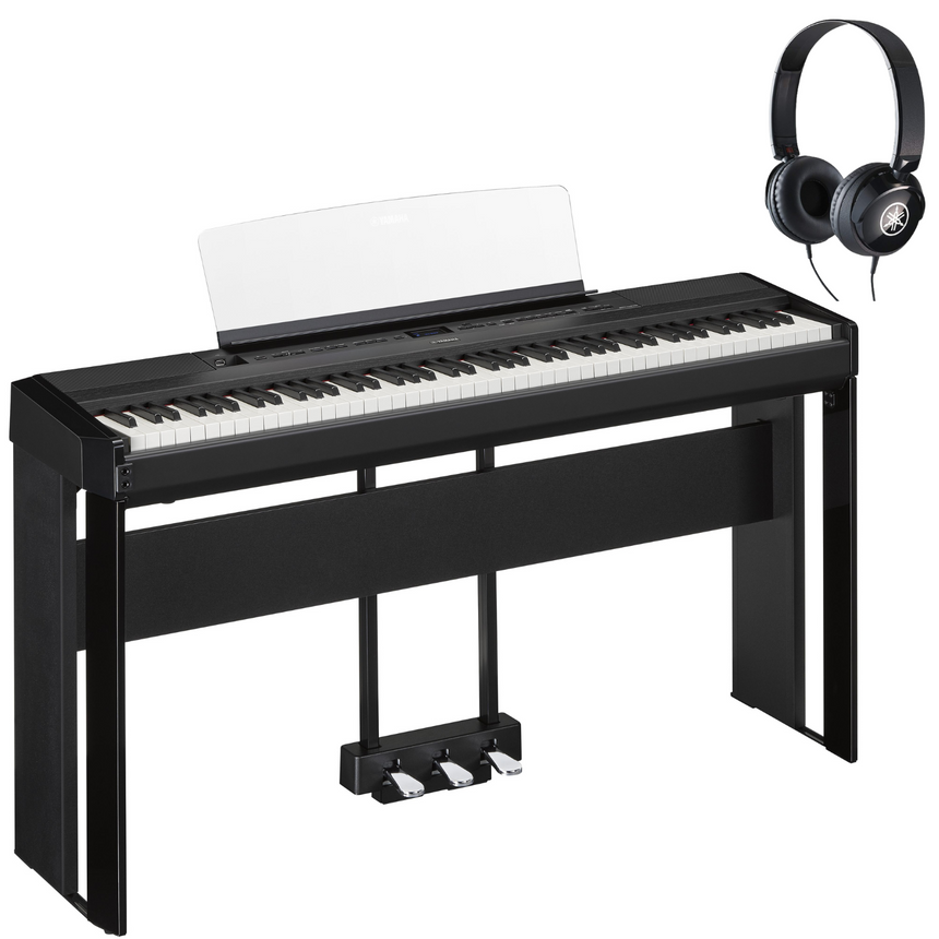 Yamaha P-525 Schwarz Bundle mit Ständer, Pedalen und Kopfhörer - Musik-Ebert Gmbh