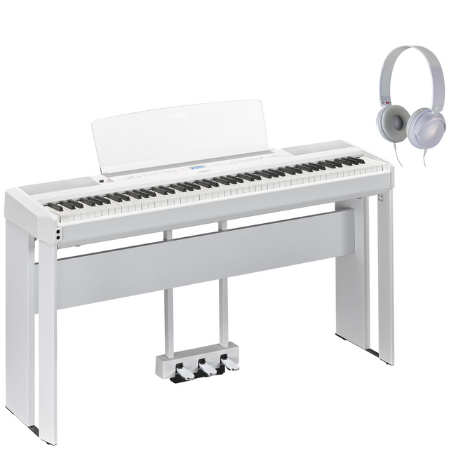 Yamaha P-525 Weiß Bundle mit Ständer, Pedalen und Kopfhörer - Musik-Ebert Gmbh