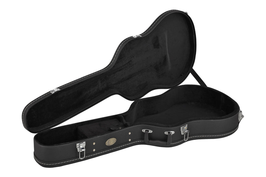 Étui GEWA Flat Top Economy pour guitare APX 523.112, noir – vue intérieure de face, étui ouvert