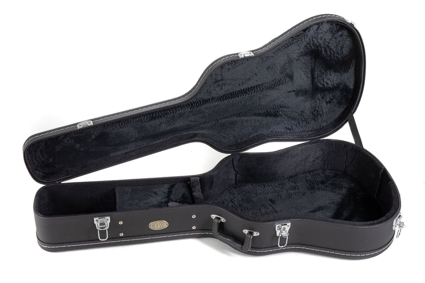 GEWA Flat Top Economy acoustic guitar case 523.110, black – open case, support and interior
