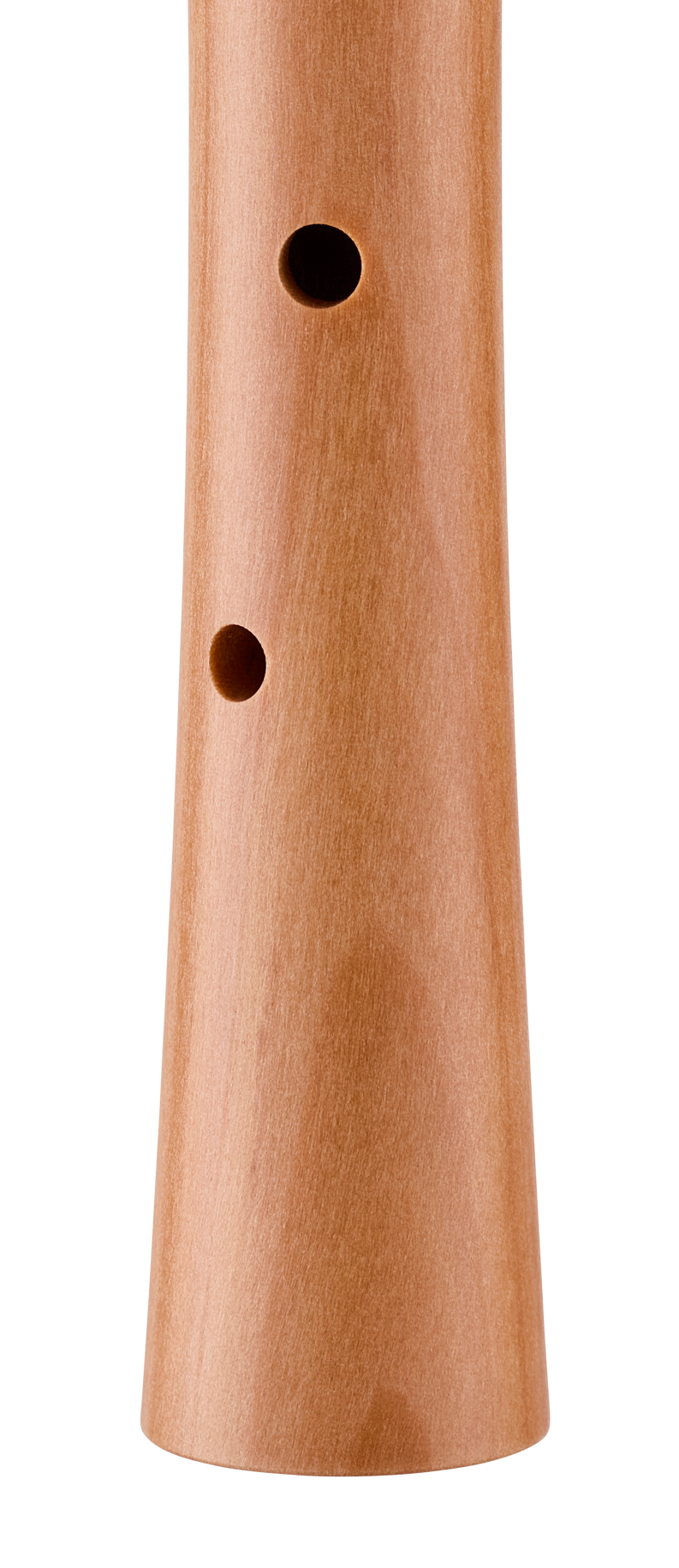 Moeck 1252 Schul-Sopranblockflöte, Birnbaum natur – Detail der unteren Grifflöcher