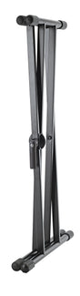 Support de clavier double X König & Meyer 18997-000-55, noir – vue de profil, support replié