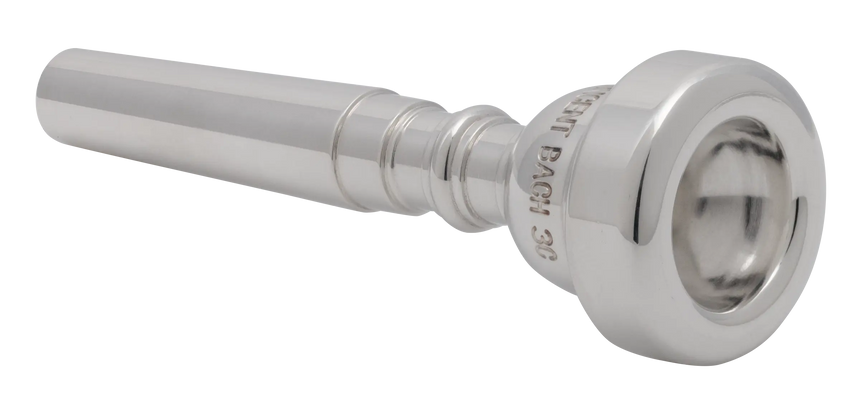 Embouchure de trompette Vincent Bach Classic 351 3C, argentée – vue de trois quarts de la cuvette et du bord