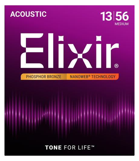 Elixir 16102 NANOWEB Phosphor Bronze 13/56 Medium – Vorderseite der Packung