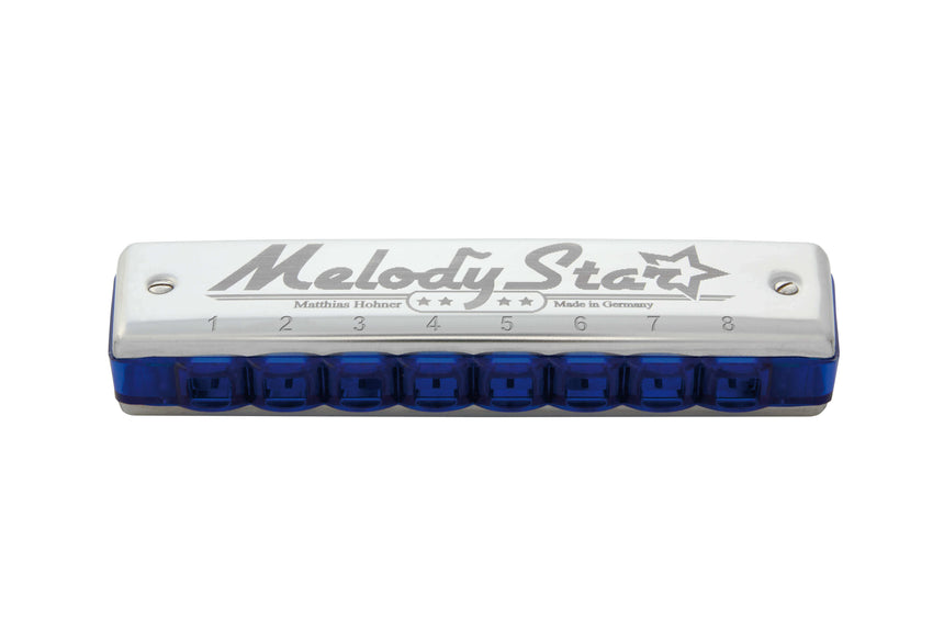 Harmonica Hohner Melody Star en do, vue de face avec huit ouvertures