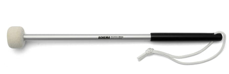 Rohema BM206 Marschtrommel-Schlägel 61206 mit hartem weißem Filzkopf, Aluminiumschaft und schwarzem Kunststoffgriff, seitliche Ansicht.