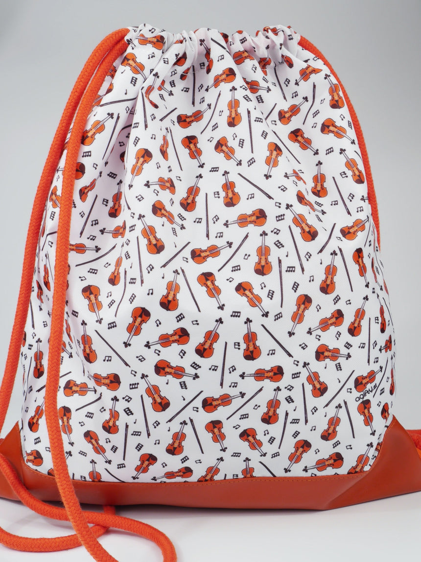 Agifty B3069, sac de sport à motif de violons, vue rapprochée du cordon orange